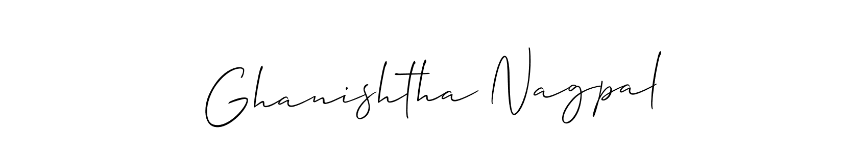 How to make Ghanishtha Nagpal name signature. Use Allison_Script style for creating short signs online. This is the latest handwritten sign. Ghanishtha Nagpal signature style 2 images and pictures png