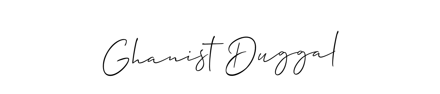 if you are searching for the best signature style for your name Ghanist Duggal. so please give up your signature search. here we have designed multiple signature styles  using Allison_Script. Ghanist Duggal signature style 2 images and pictures png