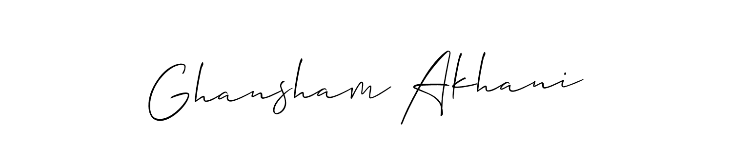How to make Ghansham Akhani name signature. Use Allison_Script style for creating short signs online. This is the latest handwritten sign. Ghansham Akhani signature style 2 images and pictures png