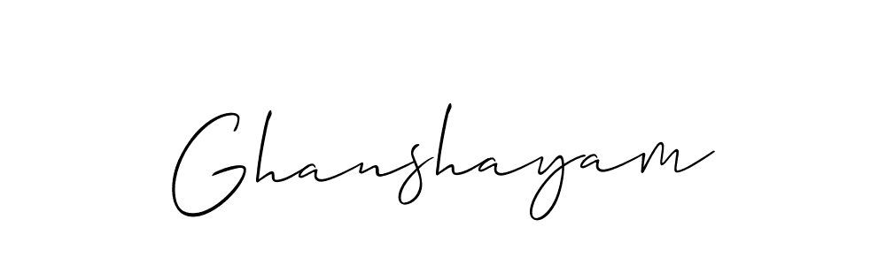 Design your own signature with our free online signature maker. With this signature software, you can create a handwritten (Allison_Script) signature for name Ghanshayam. Ghanshayam signature style 2 images and pictures png