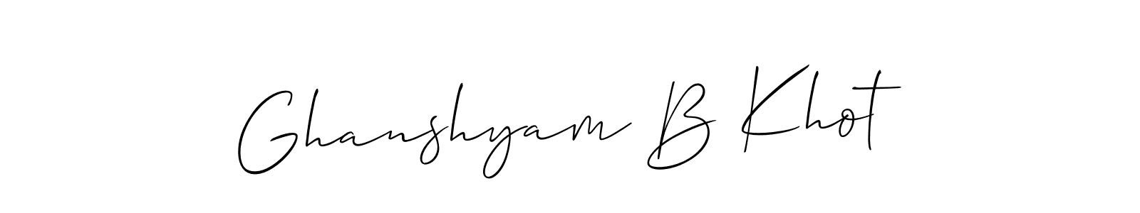 Make a beautiful signature design for name Ghanshyam B Khot. With this signature (Allison_Script) style, you can create a handwritten signature for free. Ghanshyam B Khot signature style 2 images and pictures png