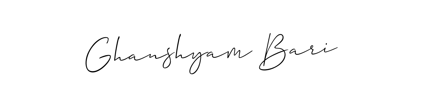 It looks lik you need a new signature style for name Ghanshyam Bari. Design unique handwritten (Allison_Script) signature with our free signature maker in just a few clicks. Ghanshyam Bari signature style 2 images and pictures png