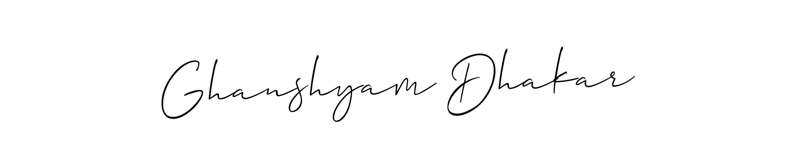 Ghanshyam Dhakar stylish signature style. Best Handwritten Sign (Allison_Script) for my name. Handwritten Signature Collection Ideas for my name Ghanshyam Dhakar. Ghanshyam Dhakar signature style 2 images and pictures png