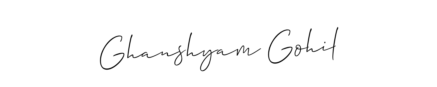 if you are searching for the best signature style for your name Ghanshyam Gohil. so please give up your signature search. here we have designed multiple signature styles  using Allison_Script. Ghanshyam Gohil signature style 2 images and pictures png