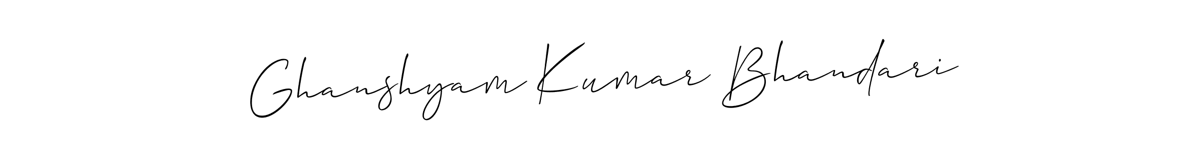 Allison_Script is a professional signature style that is perfect for those who want to add a touch of class to their signature. It is also a great choice for those who want to make their signature more unique. Get Ghanshyam Kumar Bhandari name to fancy signature for free. Ghanshyam Kumar Bhandari signature style 2 images and pictures png
