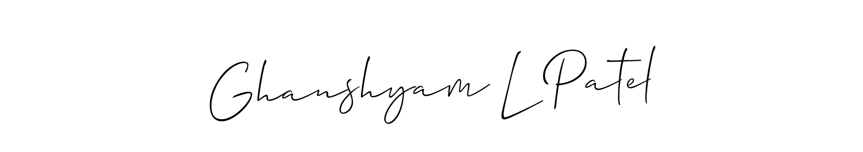 How to Draw Ghanshyam L Patel signature style? Allison_Script is a latest design signature styles for name Ghanshyam L Patel. Ghanshyam L Patel signature style 2 images and pictures png