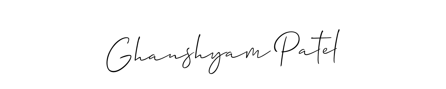 The best way (Allison_Script) to make a short signature is to pick only two or three words in your name. The name Ghanshyam Patel include a total of six letters. For converting this name. Ghanshyam Patel signature style 2 images and pictures png