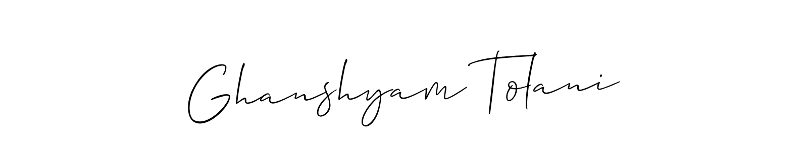 Also You can easily find your signature by using the search form. We will create Ghanshyam Tolani name handwritten signature images for you free of cost using Allison_Script sign style. Ghanshyam Tolani signature style 2 images and pictures png