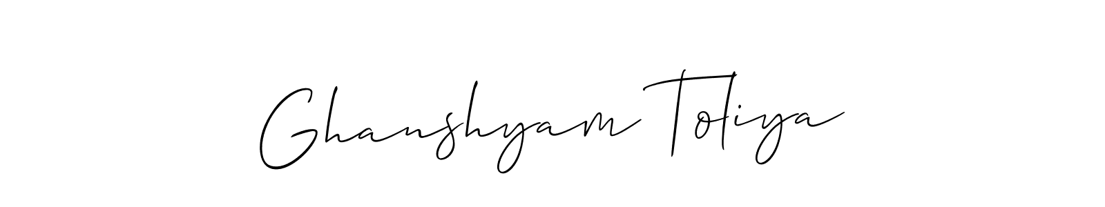 Create a beautiful signature design for name Ghanshyam Toliya. With this signature (Allison_Script) fonts, you can make a handwritten signature for free. Ghanshyam Toliya signature style 2 images and pictures png