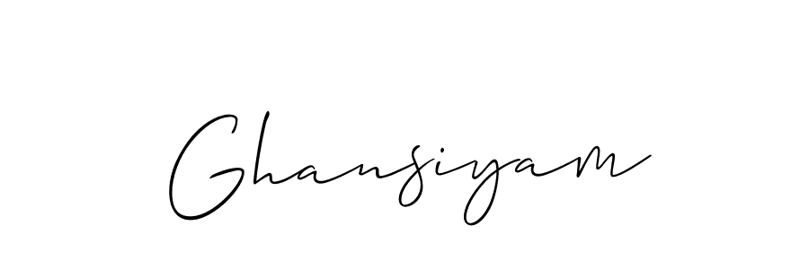 Design your own signature with our free online signature maker. With this signature software, you can create a handwritten (Allison_Script) signature for name Ghansiyam. Ghansiyam signature style 2 images and pictures png