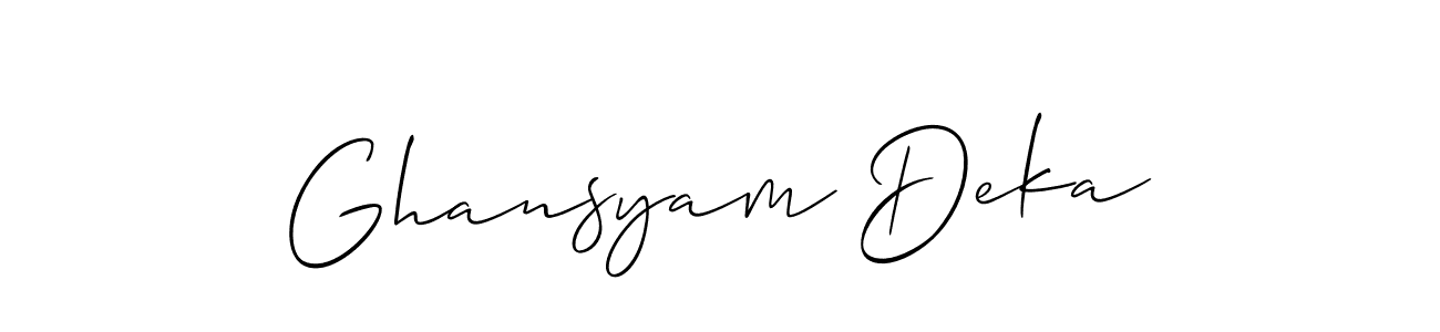 Design your own signature with our free online signature maker. With this signature software, you can create a handwritten (Allison_Script) signature for name Ghansyam Deka. Ghansyam Deka signature style 2 images and pictures png