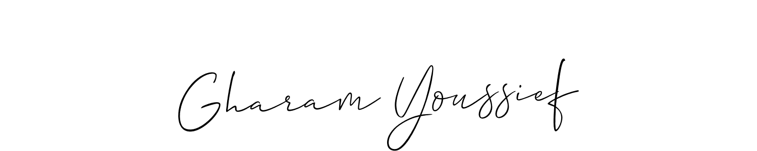 if you are searching for the best signature style for your name Gharam Youssief. so please give up your signature search. here we have designed multiple signature styles  using Allison_Script. Gharam Youssief signature style 2 images and pictures png