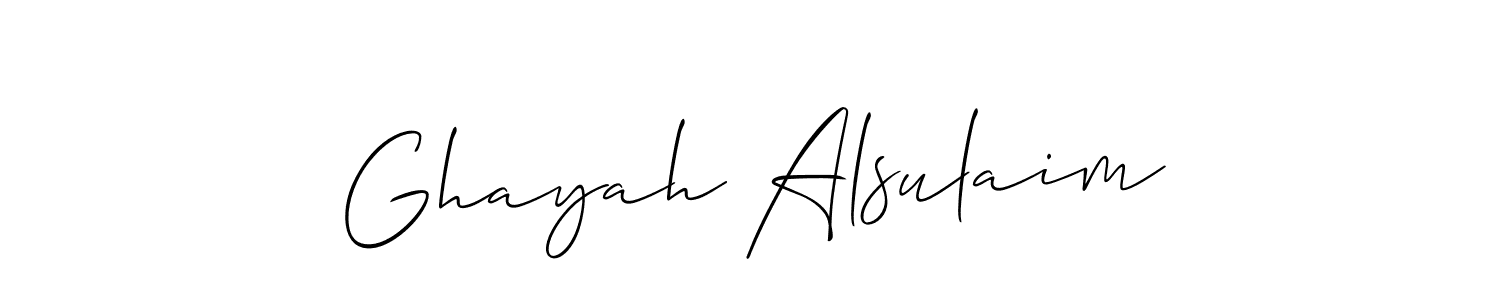 Use a signature maker to create a handwritten signature online. With this signature software, you can design (Allison_Script) your own signature for name Ghayah Alsulaim. Ghayah Alsulaim signature style 2 images and pictures png