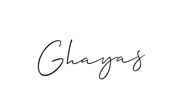Design your own signature with our free online signature maker. With this signature software, you can create a handwritten (Allison_Script) signature for name Ghayas. Ghayas signature style 2 images and pictures png