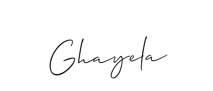 Create a beautiful signature design for name Ghayela. With this signature (Allison_Script) fonts, you can make a handwritten signature for free. Ghayela signature style 2 images and pictures png