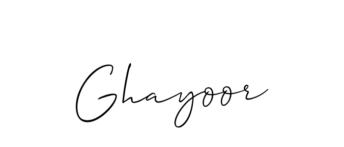 Design your own signature with our free online signature maker. With this signature software, you can create a handwritten (Allison_Script) signature for name Ghayoor. Ghayoor signature style 2 images and pictures png