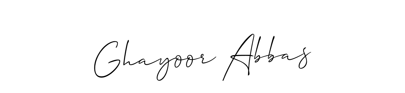 You should practise on your own different ways (Allison_Script) to write your name (Ghayoor Abbas) in signature. don't let someone else do it for you. Ghayoor Abbas signature style 2 images and pictures png