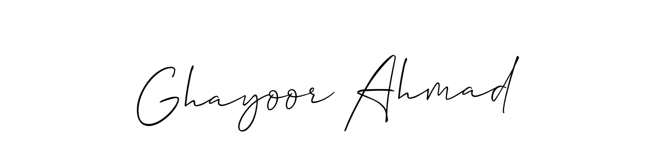 Make a short Ghayoor Ahmad signature style. Manage your documents anywhere anytime using Allison_Script. Create and add eSignatures, submit forms, share and send files easily. Ghayoor Ahmad signature style 2 images and pictures png
