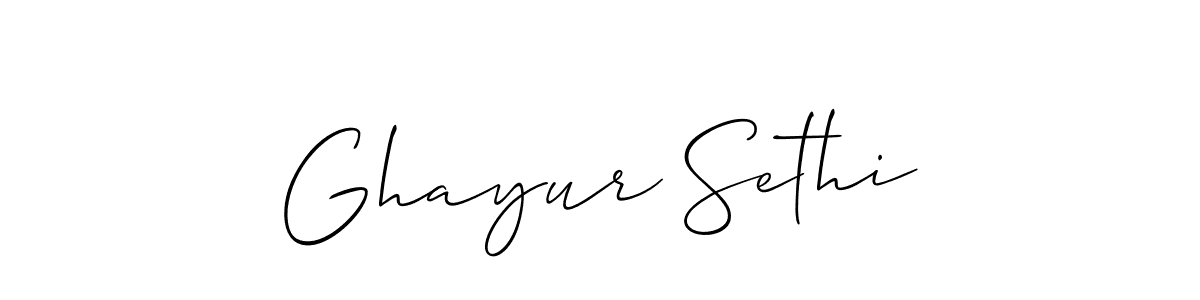 Make a short Ghayur Sethi signature style. Manage your documents anywhere anytime using Allison_Script. Create and add eSignatures, submit forms, share and send files easily. Ghayur Sethi signature style 2 images and pictures png