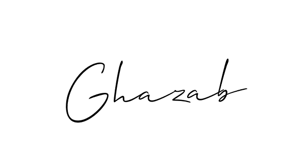 if you are searching for the best signature style for your name Ghazab. so please give up your signature search. here we have designed multiple signature styles  using Allison_Script. Ghazab signature style 2 images and pictures png
