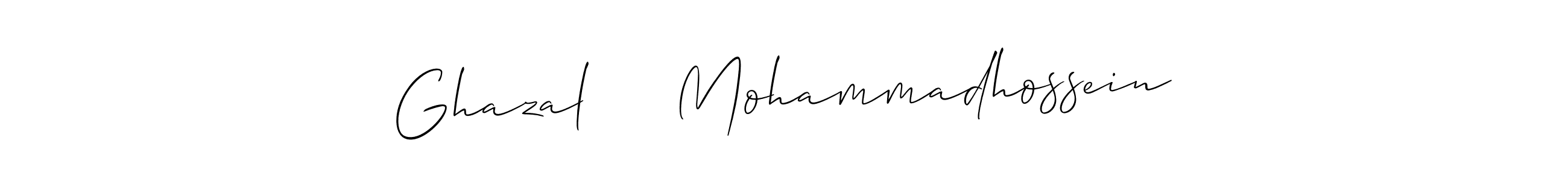 Make a beautiful signature design for name Ghazal     Mohammadhossein. With this signature (Allison_Script) style, you can create a handwritten signature for free. Ghazal     Mohammadhossein signature style 2 images and pictures png