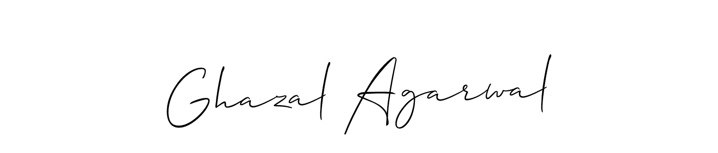 Allison_Script is a professional signature style that is perfect for those who want to add a touch of class to their signature. It is also a great choice for those who want to make their signature more unique. Get Ghazal Agarwal name to fancy signature for free. Ghazal Agarwal signature style 2 images and pictures png