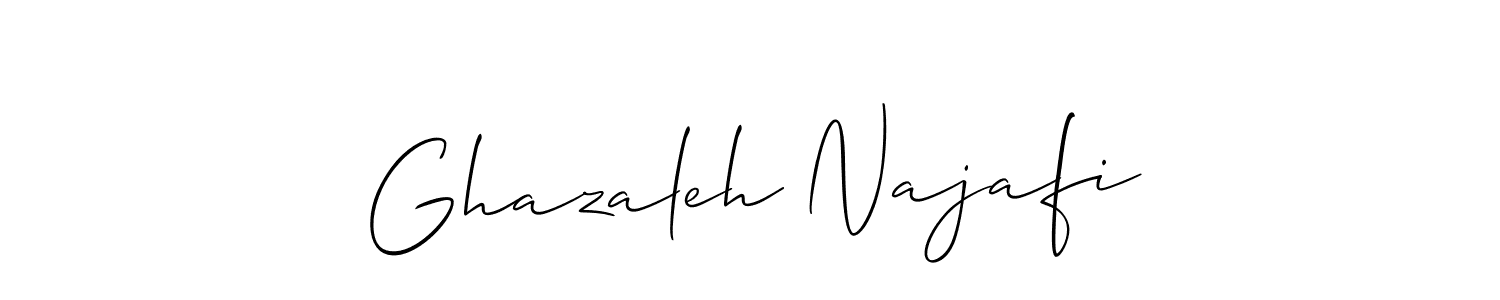 The best way (Allison_Script) to make a short signature is to pick only two or three words in your name. The name Ghazaleh Najafi include a total of six letters. For converting this name. Ghazaleh Najafi signature style 2 images and pictures png