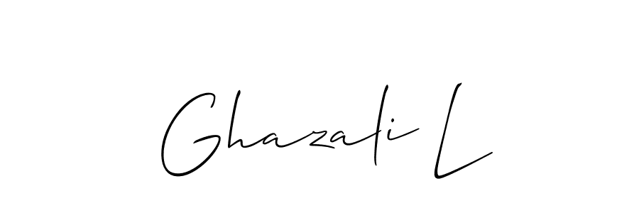 You should practise on your own different ways (Allison_Script) to write your name (Ghazali L) in signature. don't let someone else do it for you. Ghazali L signature style 2 images and pictures png