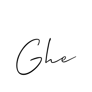 Design your own signature with our free online signature maker. With this signature software, you can create a handwritten (Allison_Script) signature for name Ghe. Ghe signature style 2 images and pictures png