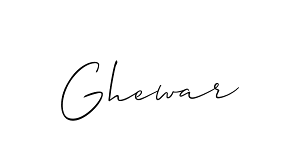 Use a signature maker to create a handwritten signature online. With this signature software, you can design (Allison_Script) your own signature for name Ghewar. Ghewar signature style 2 images and pictures png