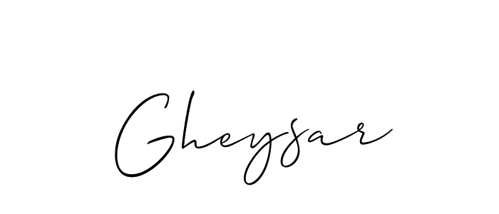 Allison_Script is a professional signature style that is perfect for those who want to add a touch of class to their signature. It is also a great choice for those who want to make their signature more unique. Get Gheysar name to fancy signature for free. Gheysar signature style 2 images and pictures png