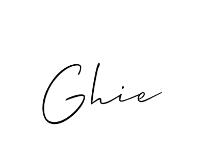 It looks lik you need a new signature style for name Ghie. Design unique handwritten (Allison_Script) signature with our free signature maker in just a few clicks. Ghie signature style 2 images and pictures png