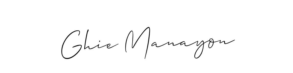 Allison_Script is a professional signature style that is perfect for those who want to add a touch of class to their signature. It is also a great choice for those who want to make their signature more unique. Get Ghie Manayon name to fancy signature for free. Ghie Manayon signature style 2 images and pictures png