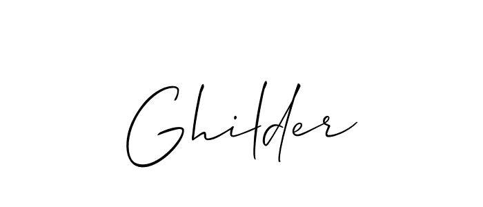 Use a signature maker to create a handwritten signature online. With this signature software, you can design (Allison_Script) your own signature for name Ghilder. Ghilder signature style 2 images and pictures png