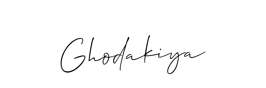 Make a beautiful signature design for name Ghodakiya. With this signature (Allison_Script) style, you can create a handwritten signature for free. Ghodakiya signature style 2 images and pictures png