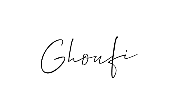 Use a signature maker to create a handwritten signature online. With this signature software, you can design (Allison_Script) your own signature for name Ghoufi. Ghoufi signature style 2 images and pictures png