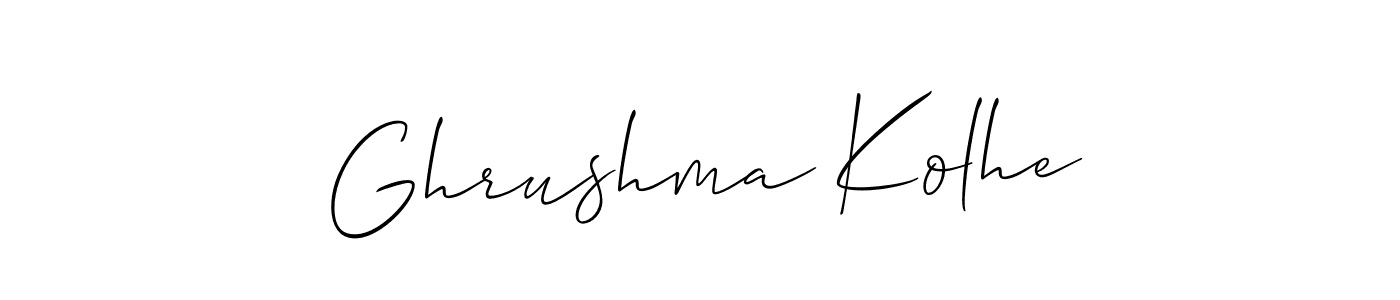 See photos of Ghrushma Kolhe official signature by Spectra . Check more albums & portfolios. Read reviews & check more about Allison_Script font. Ghrushma Kolhe signature style 2 images and pictures png