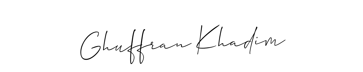 Also we have Ghuffran Khadim name is the best signature style. Create professional handwritten signature collection using Allison_Script autograph style. Ghuffran Khadim signature style 2 images and pictures png