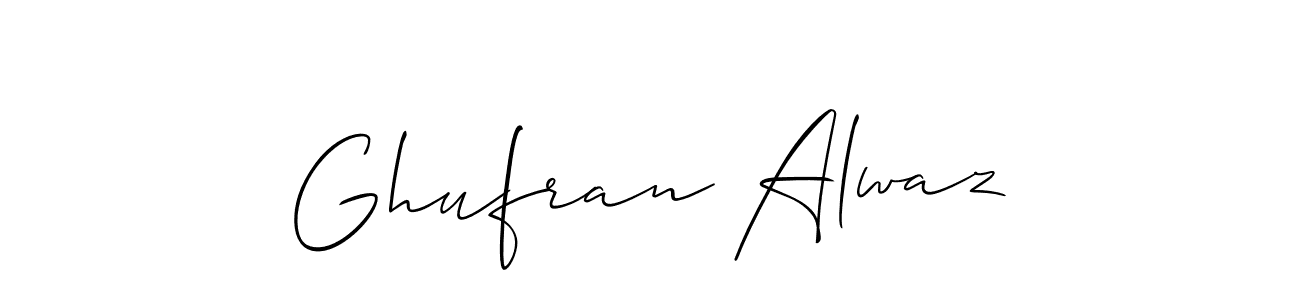 Use a signature maker to create a handwritten signature online. With this signature software, you can design (Allison_Script) your own signature for name Ghufran Alwaz. Ghufran Alwaz signature style 2 images and pictures png