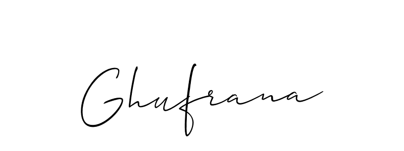 The best way (Allison_Script) to make a short signature is to pick only two or three words in your name. The name Ghufrana include a total of six letters. For converting this name. Ghufrana signature style 2 images and pictures png