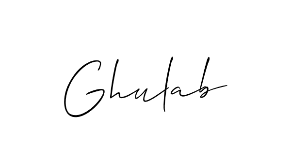 Use a signature maker to create a handwritten signature online. With this signature software, you can design (Allison_Script) your own signature for name Ghulab. Ghulab signature style 2 images and pictures png