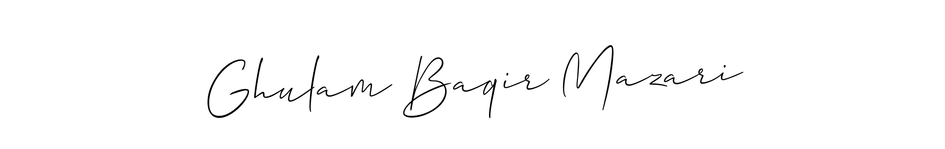 How to make Ghulam Baqir Mazari signature? Allison_Script is a professional autograph style. Create handwritten signature for Ghulam Baqir Mazari name. Ghulam Baqir Mazari signature style 2 images and pictures png