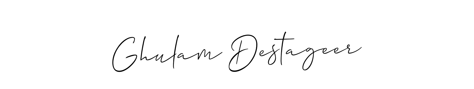 Also we have Ghulam Destageer name is the best signature style. Create professional handwritten signature collection using Allison_Script autograph style. Ghulam Destageer signature style 2 images and pictures png