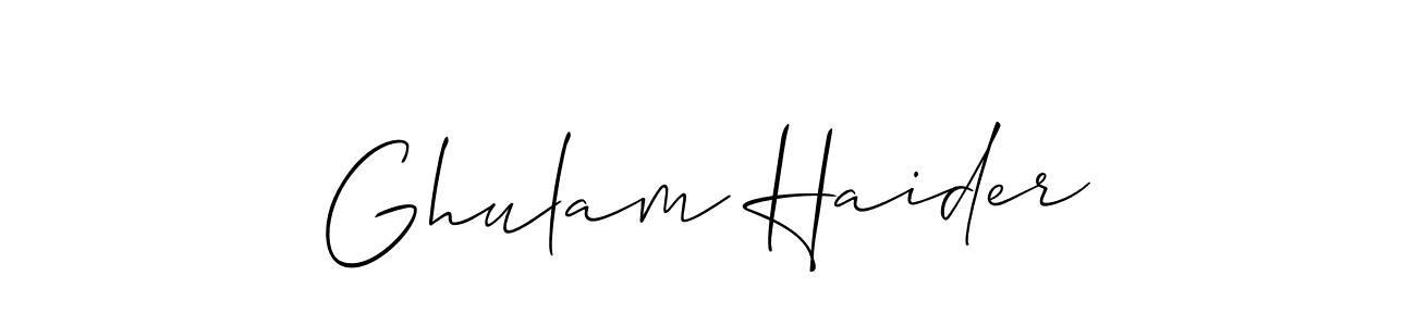 Create a beautiful signature design for name Ghulam Haider. With this signature (Allison_Script) fonts, you can make a handwritten signature for free. Ghulam Haider signature style 2 images and pictures png