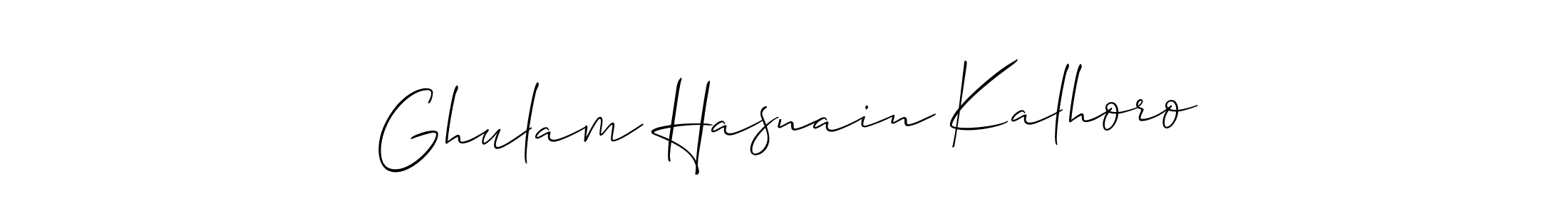 if you are searching for the best signature style for your name Ghulam Hasnain Kalhoro. so please give up your signature search. here we have designed multiple signature styles  using Allison_Script. Ghulam Hasnain Kalhoro signature style 2 images and pictures png