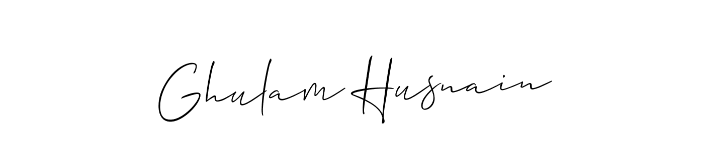 Create a beautiful signature design for name Ghulam Husnain. With this signature (Allison_Script) fonts, you can make a handwritten signature for free. Ghulam Husnain signature style 2 images and pictures png