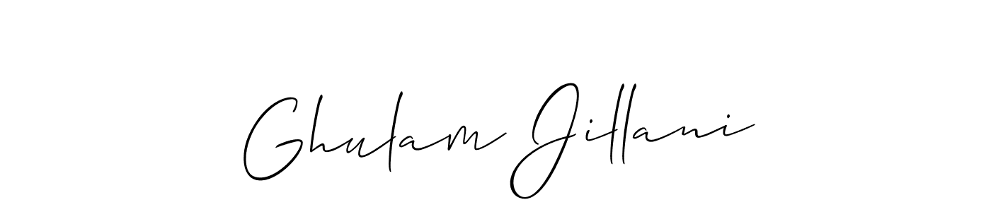 if you are searching for the best signature style for your name Ghulam Jillani. so please give up your signature search. here we have designed multiple signature styles  using Allison_Script. Ghulam Jillani signature style 2 images and pictures png