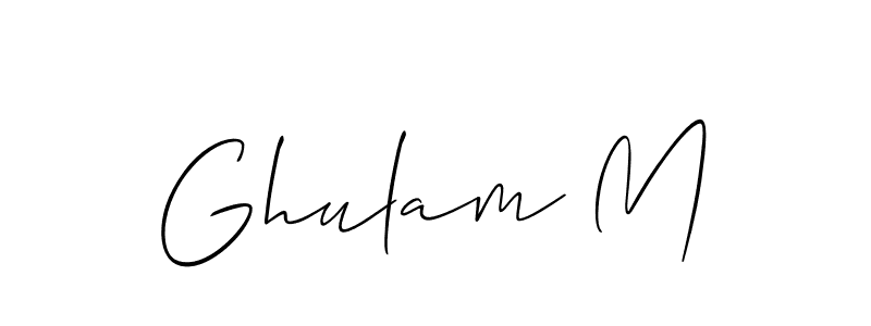 if you are searching for the best signature style for your name Ghulam M. so please give up your signature search. here we have designed multiple signature styles  using Allison_Script. Ghulam M signature style 2 images and pictures png