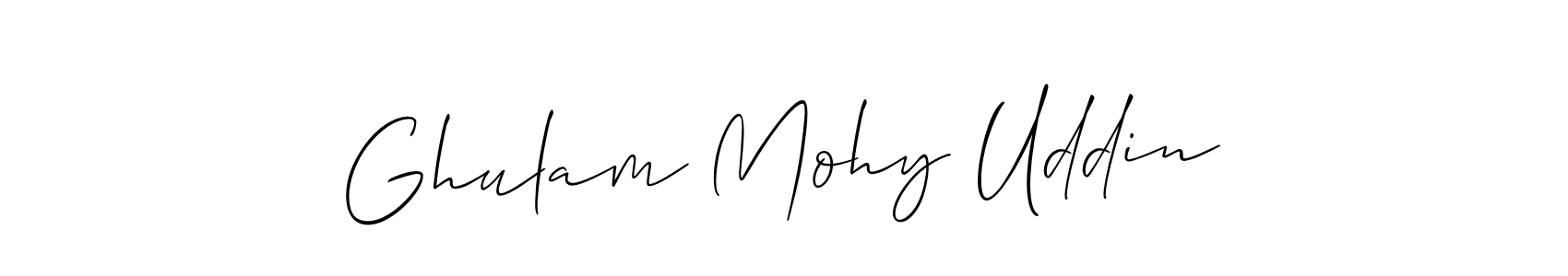 Create a beautiful signature design for name Ghulam Mohy Uddin. With this signature (Allison_Script) fonts, you can make a handwritten signature for free. Ghulam Mohy Uddin signature style 2 images and pictures png