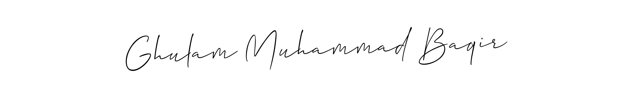 Allison_Script is a professional signature style that is perfect for those who want to add a touch of class to their signature. It is also a great choice for those who want to make their signature more unique. Get Ghulam Muhammad Baqir name to fancy signature for free. Ghulam Muhammad Baqir signature style 2 images and pictures png